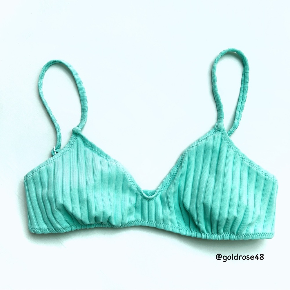 Solid & Striped The Rachel Belt bikini top Solid Rib Mint